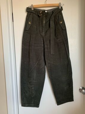 Babaton Wide-Leg Corduroy Pants in Dark Olive